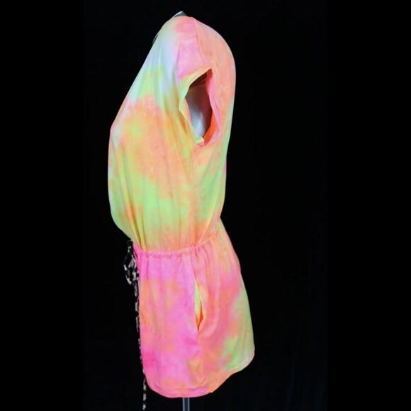 WHITE BIRCH LEISURE ROMPER TIE DYE LEOPARD TRIM SIZE LARGE NWOT - Picture 4 of 11